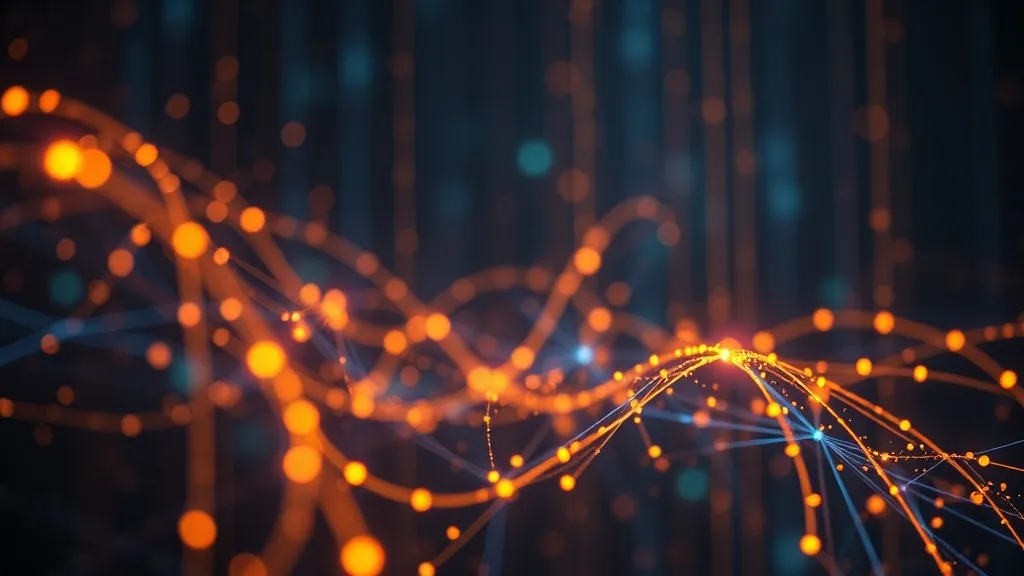 Abstract high-tech background with glowing data streams and