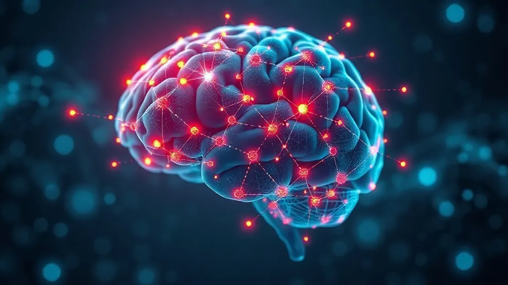 Human brain visualization with neural connections and glowin