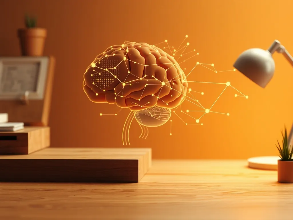 Abstract visual representation of data flow and human brain,