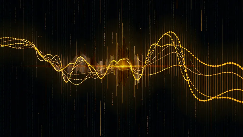 Visualization of sound waves turning into digital binary cod